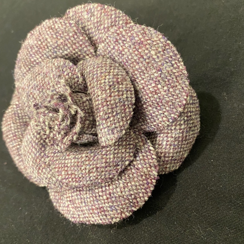 Vintage Purple Tweed Flower Brooch
